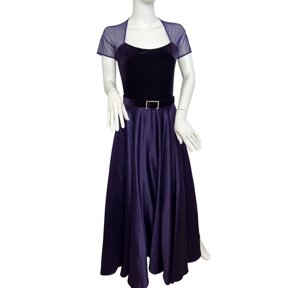 JS Collections  Vintage Women’s Gown 8 Purple Short Sleeves See Through Shoulder